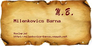 Milenkovics Barna névjegykártya